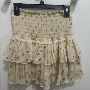 Gold and Tan Do+Be polka dot skirt, size small,